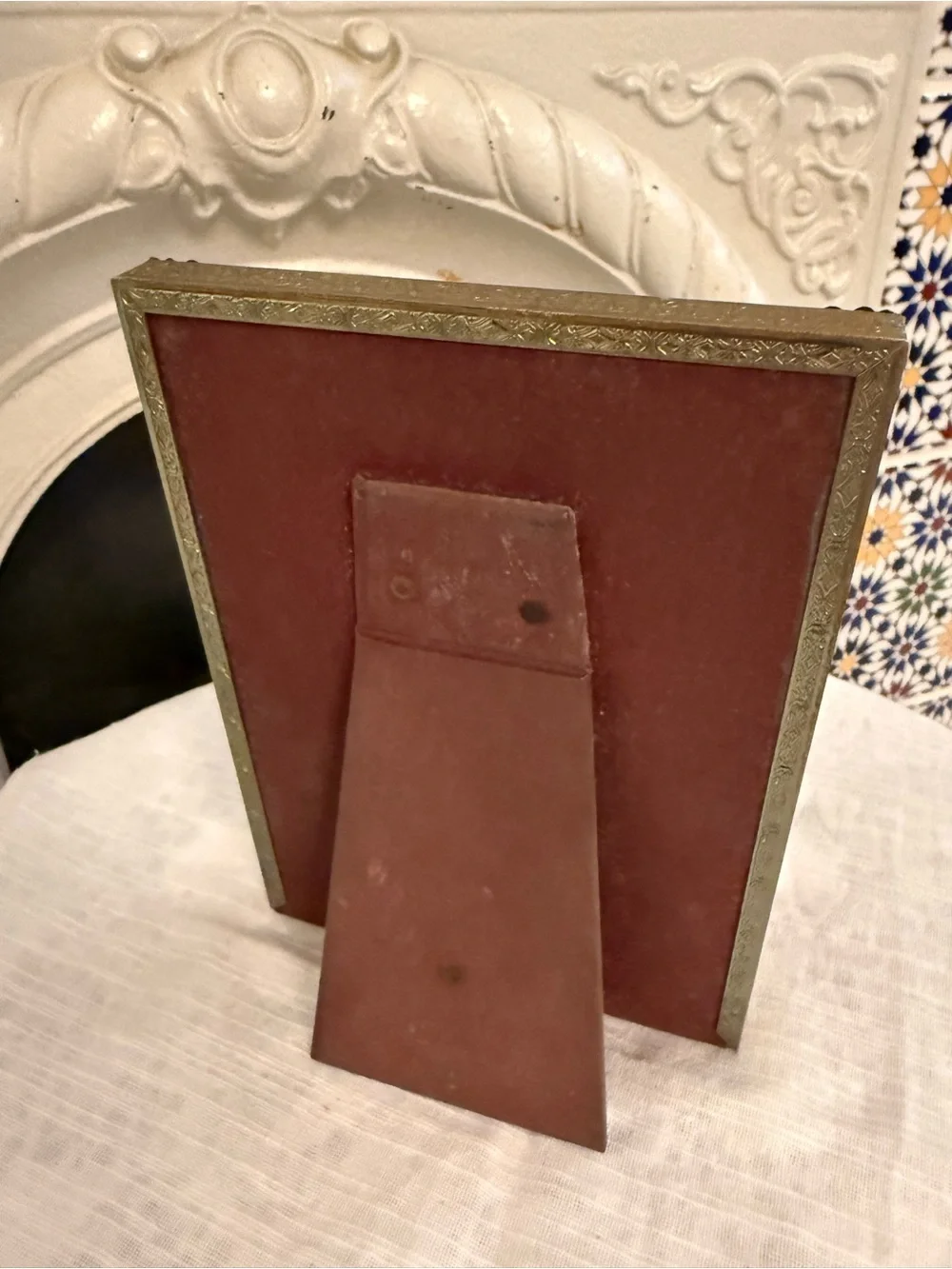 Mid Century Brass and Faux Mother of Pearl 5x7” Picture Photo Frame